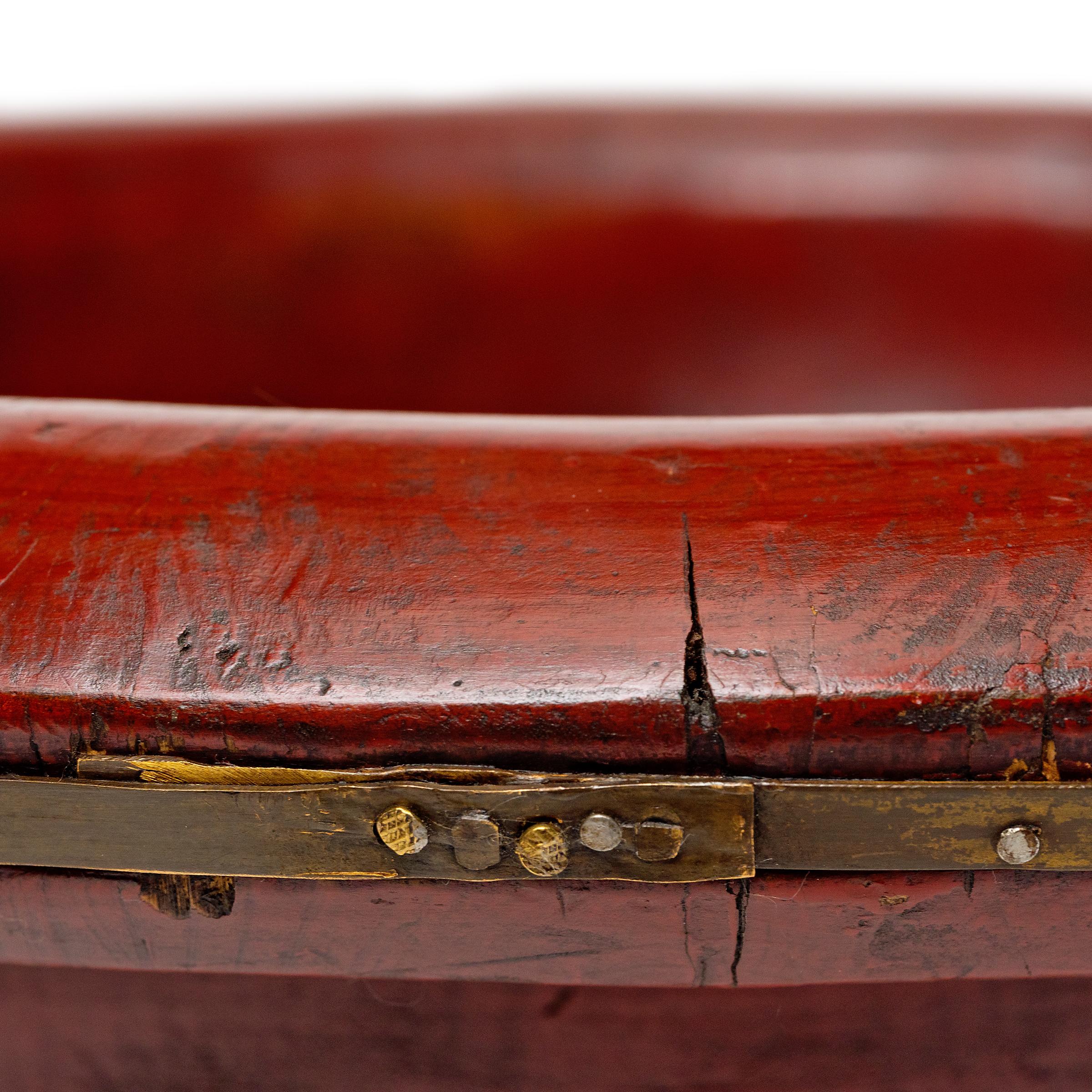 19th Century Chinese Red Lacquer Wash Basin, c. 1880