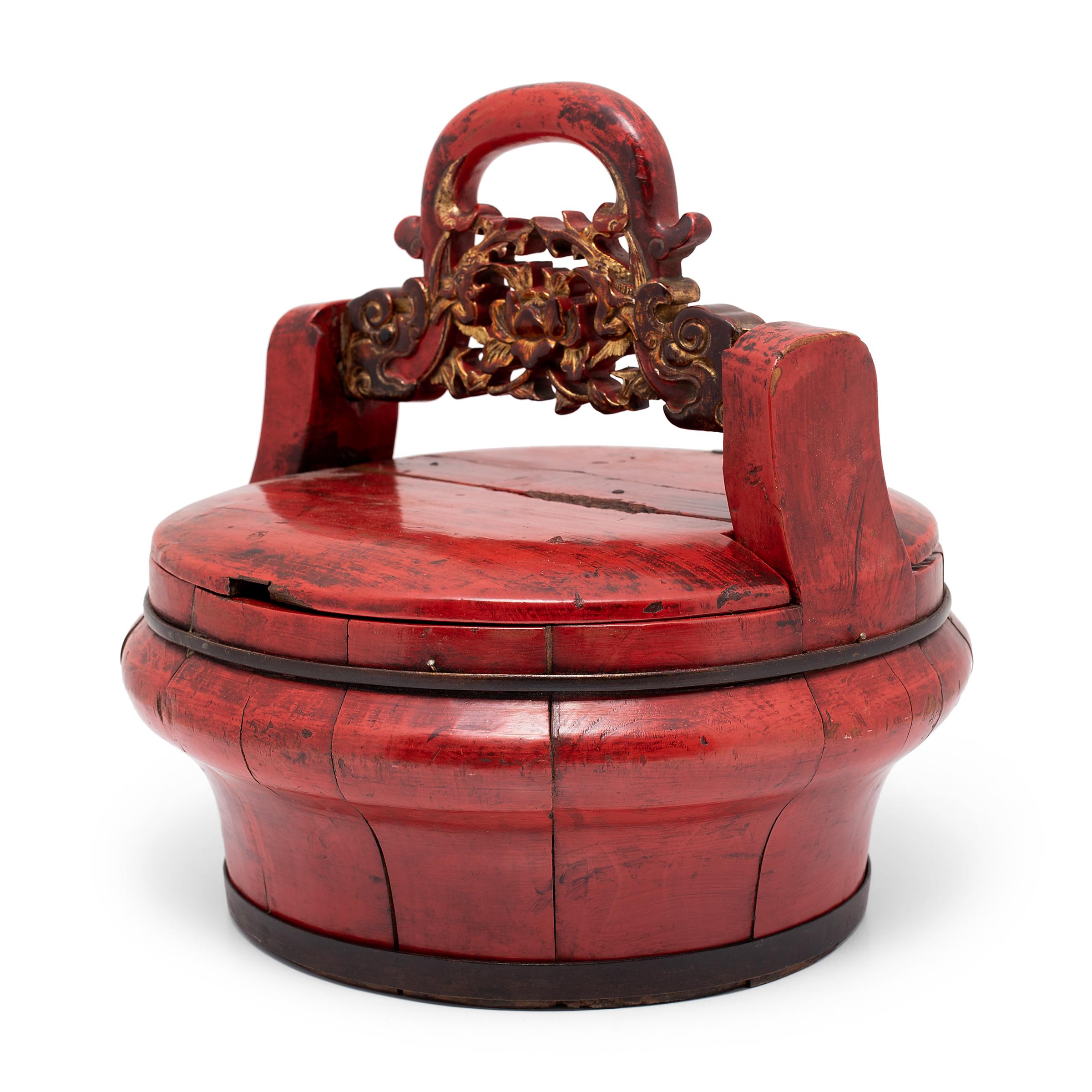 Qing Chinese Red Lacquer Wedding Box, C. 1880