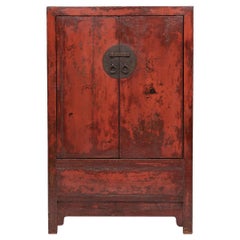 Chinese Red Lacquer Wedding Cabinet, c. 1800