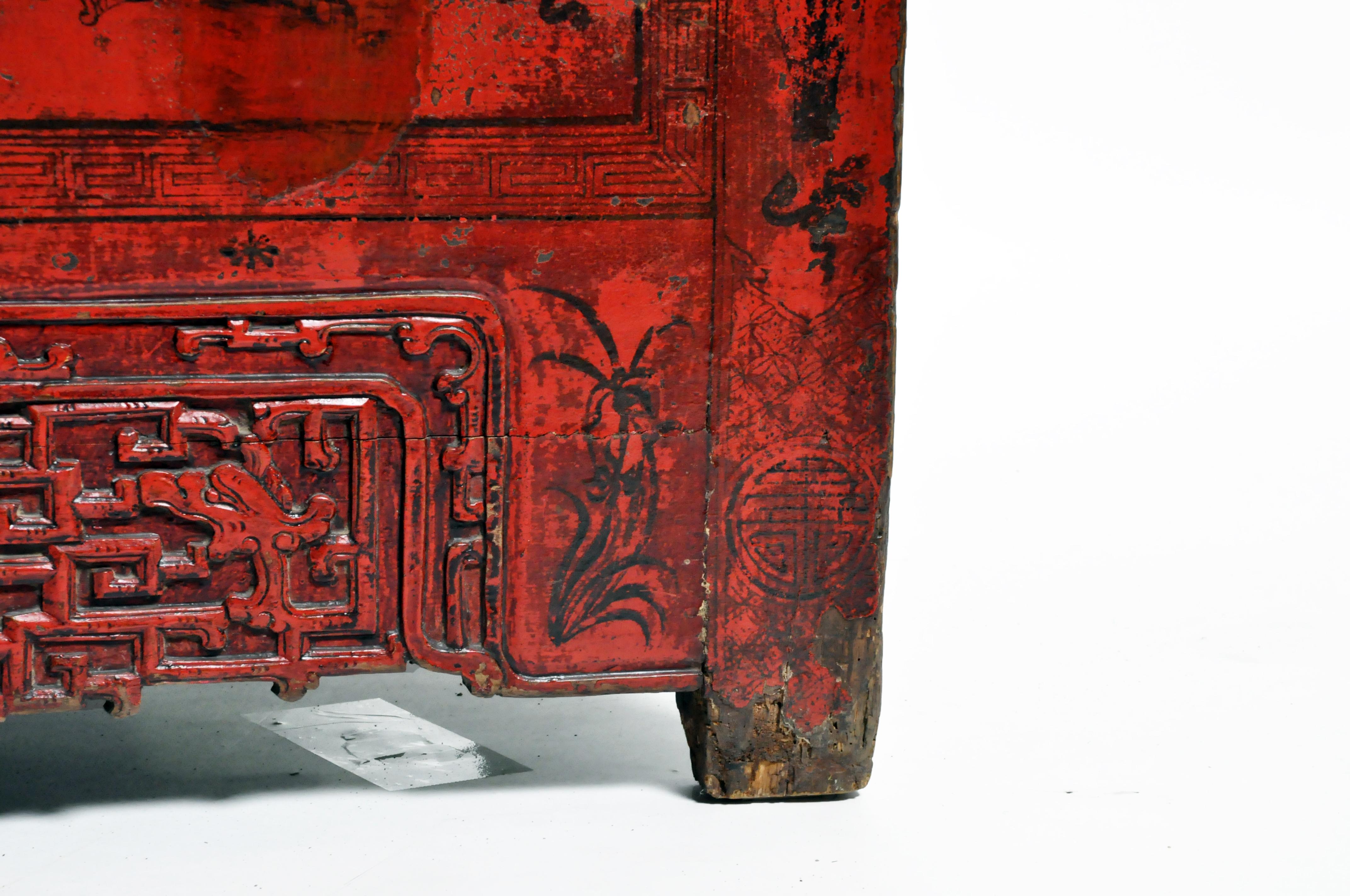 Chinese Red Lacquer Wedding Cabinet 2