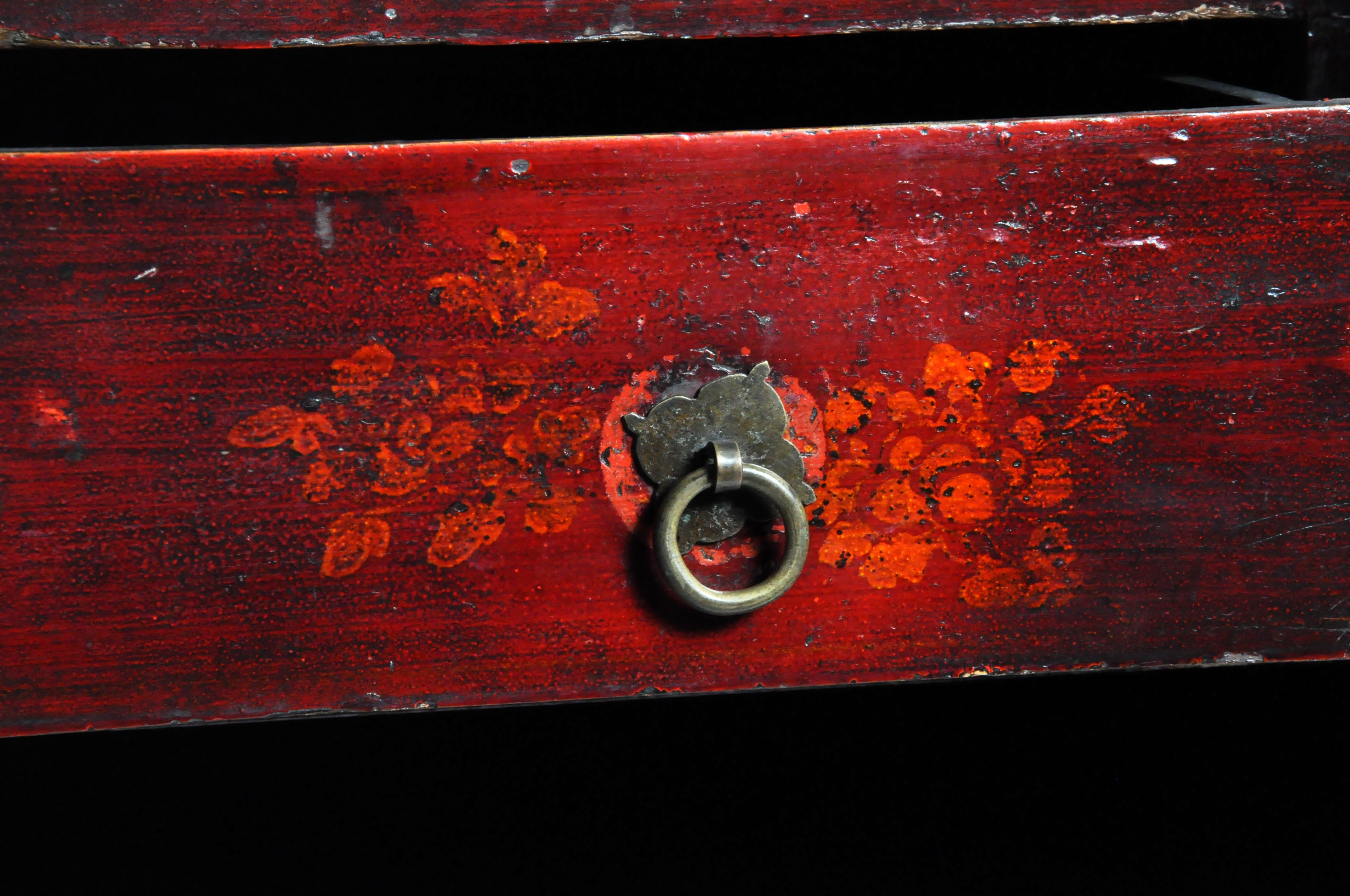 Chinese Red Lacquer Wedding Cabinet 11
