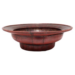 Chinese Red Lacquer Wooden Bowl, c. 1900
