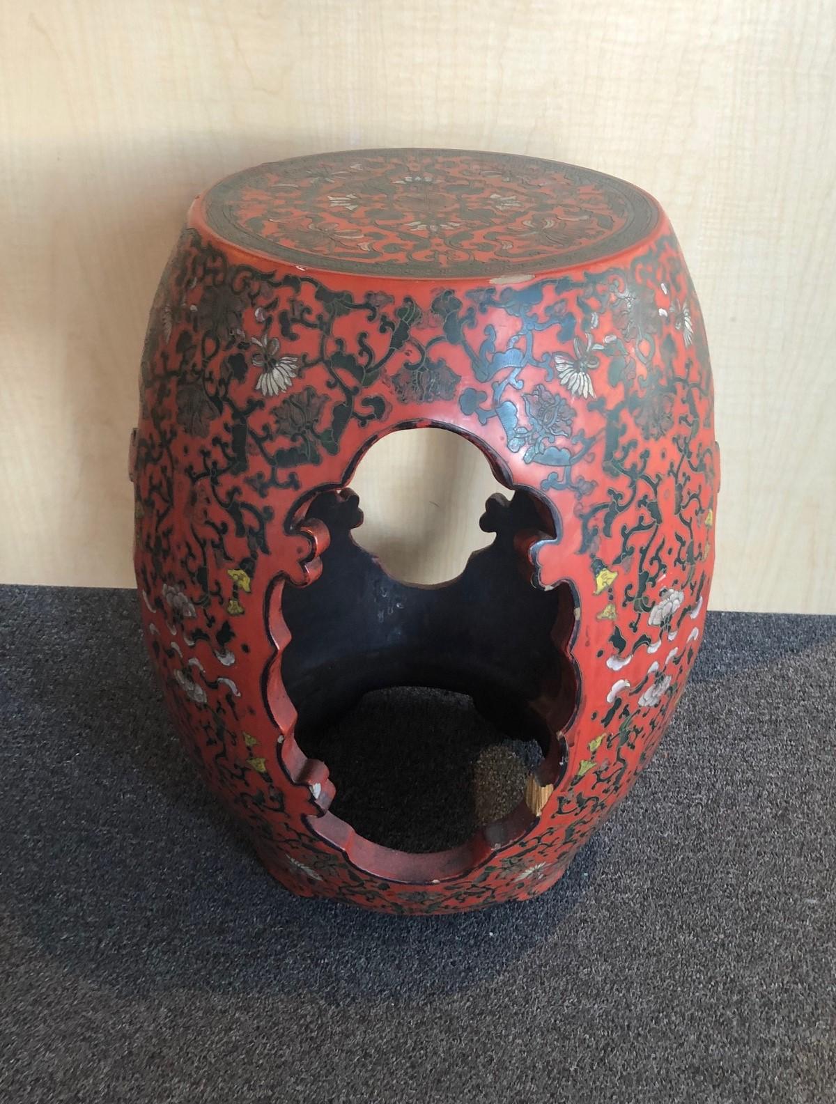 red garden stool