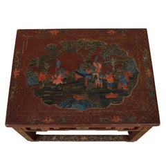 Chinese Red Lacquered Coffee Table with Intricate Gilt Detail