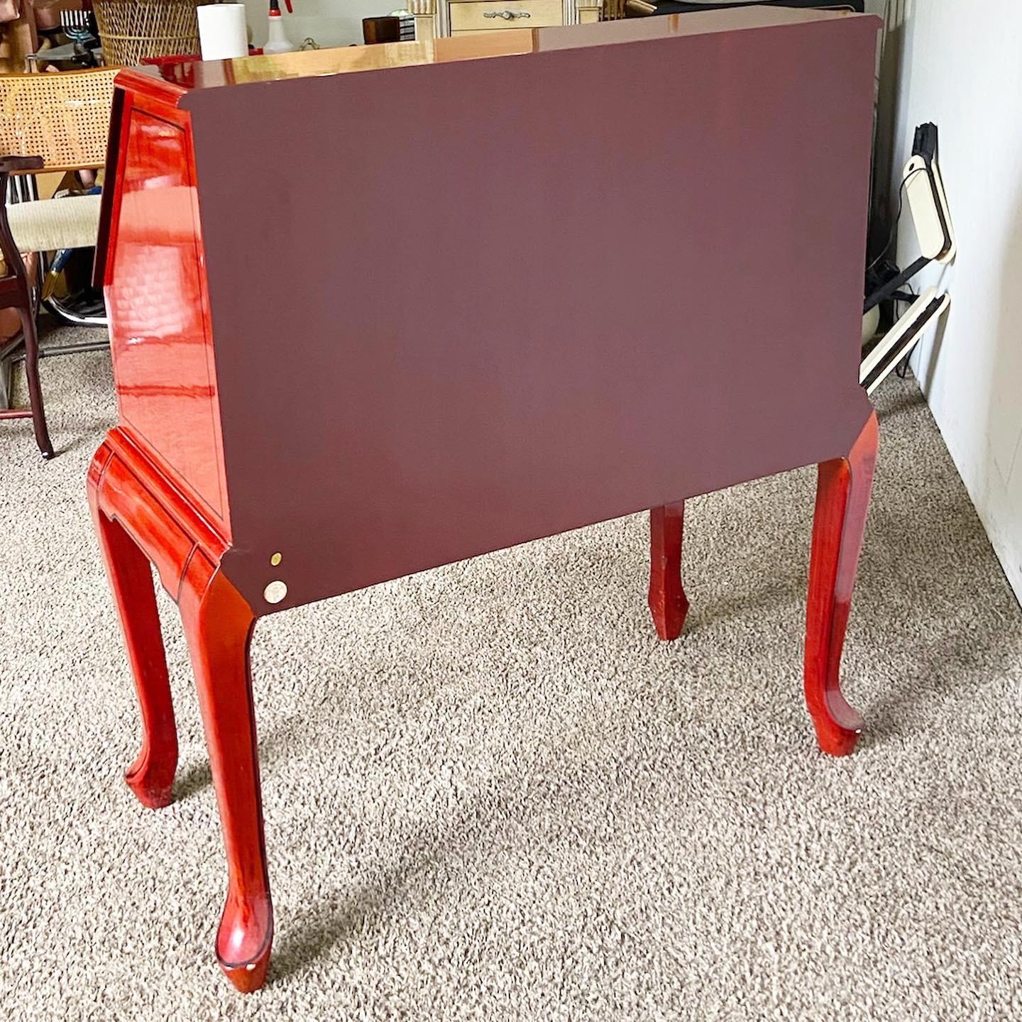 Chinese Red Lacquered Secretary Desk For Sale 3