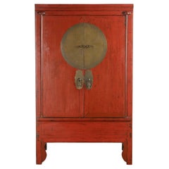 Chinese Red Lacquered Wedding Cabinet