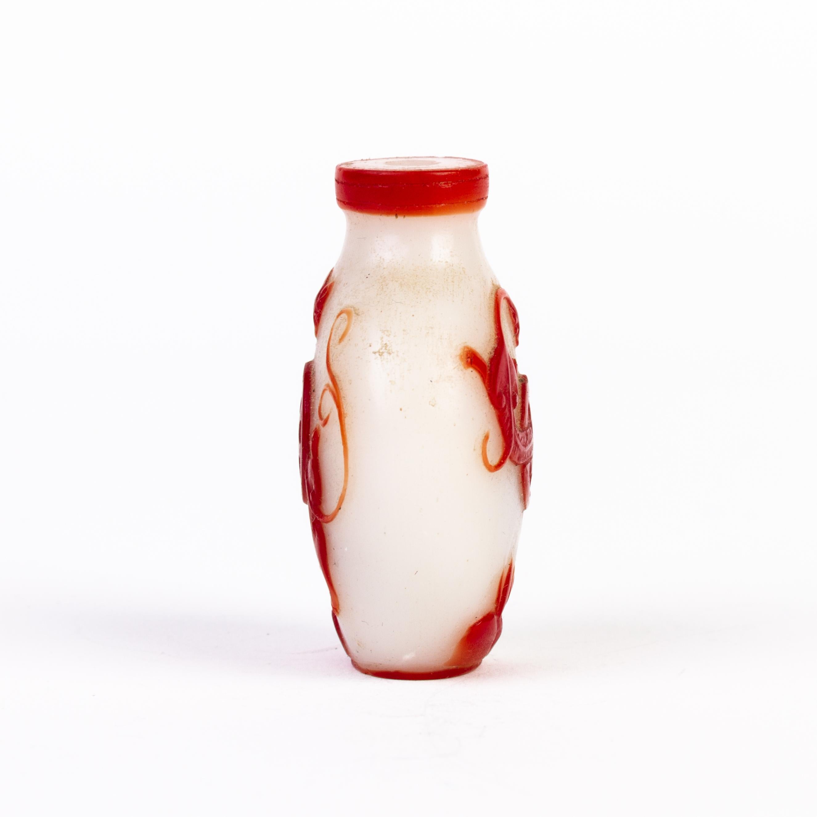19th Century Chinese Red Overlay Peking Glass Snuff Bottle For Sale