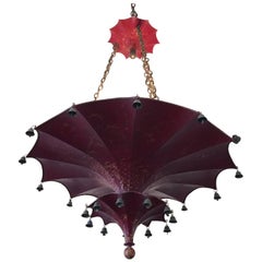 Chinese Red Pagoda Style Hanging Light Fixture by John Rosselli, 20th Century