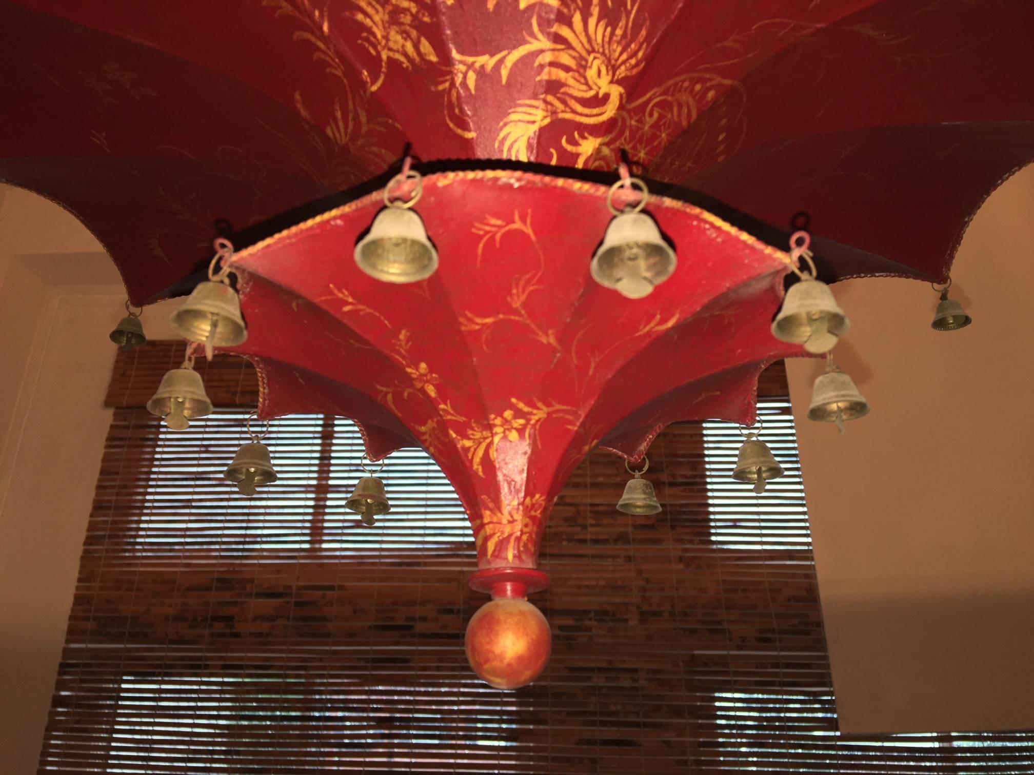 Chinese Red Pagoda Style Hanging Light Fixture by John Rosselli, 20th Century 4