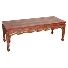 Chinese Red Painted and Gilt Decorated Coffee Table