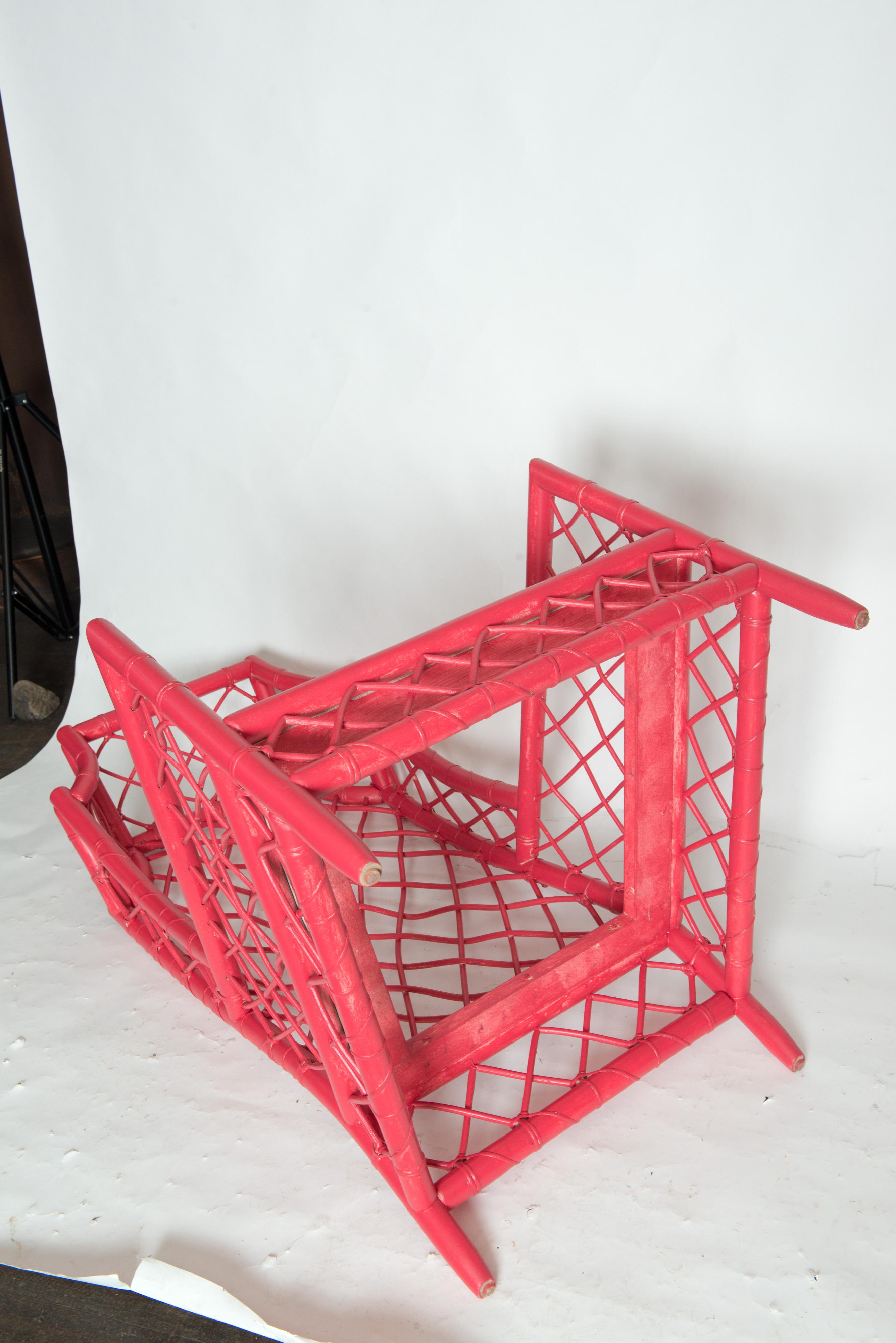 20th Century Chinese Red Rattan Canopy or Porter Armchair  For Sale