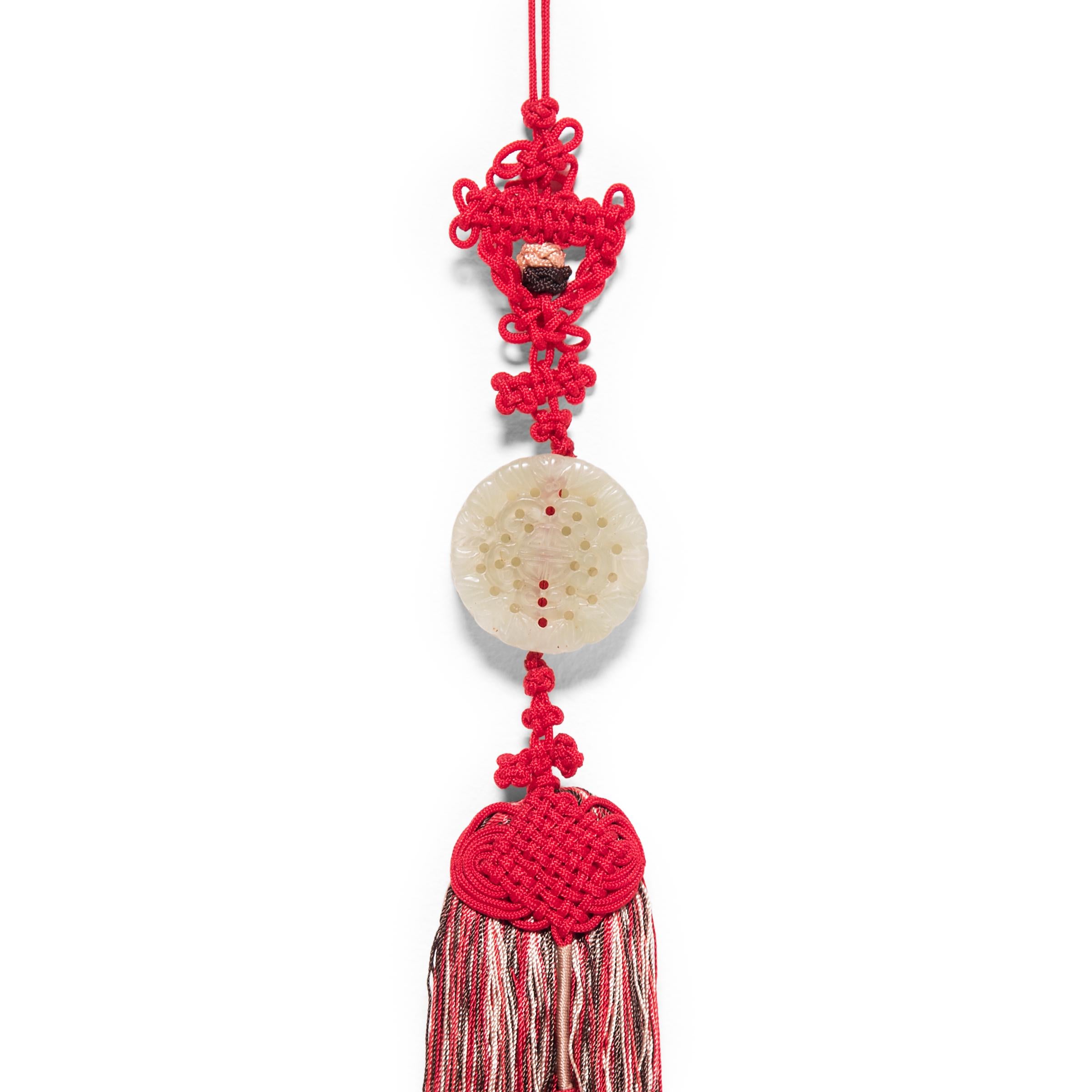 Chinese Red Silk Tassel with Celadon Jade Pendant at 1stDibs chinese