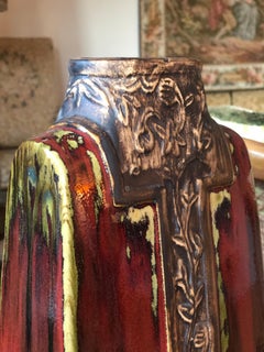 Chinese Red Tall Style Vase Mid-Century Modern