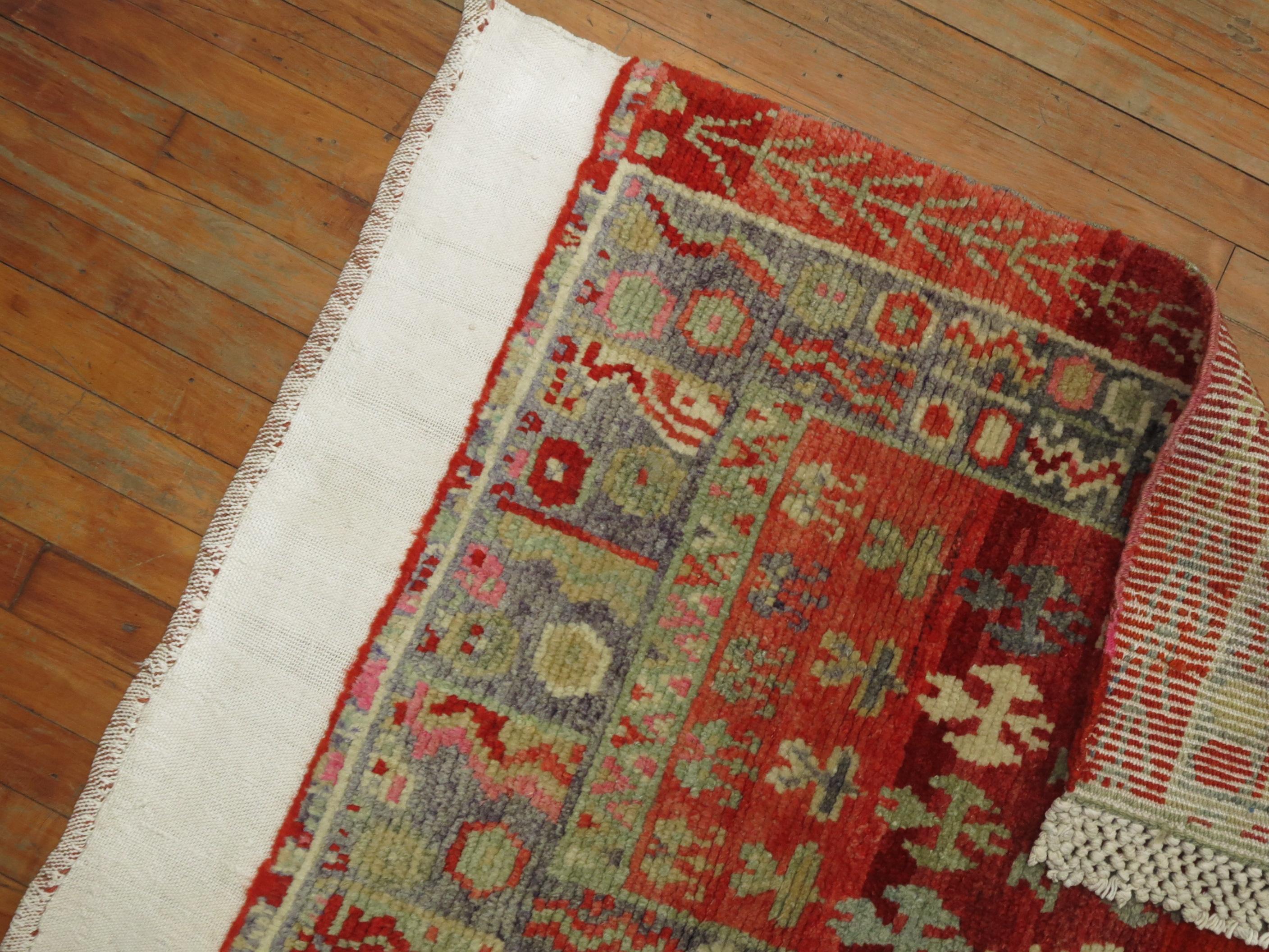 Bohemian Red Turkish Anatolian Rug For Sale