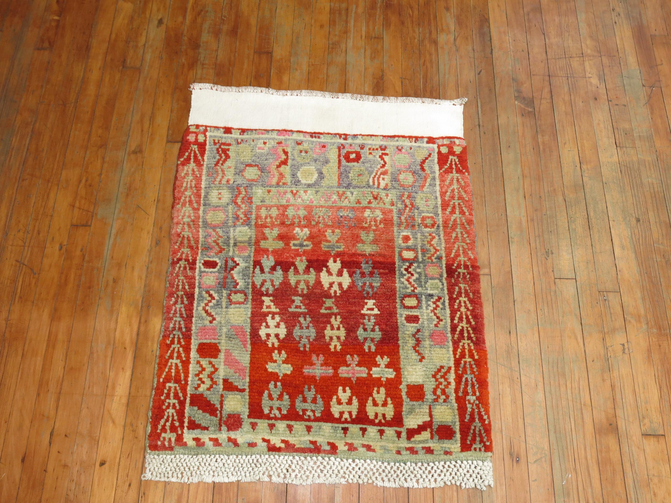 Hand-Woven Red Turkish Anatolian Rug For Sale
