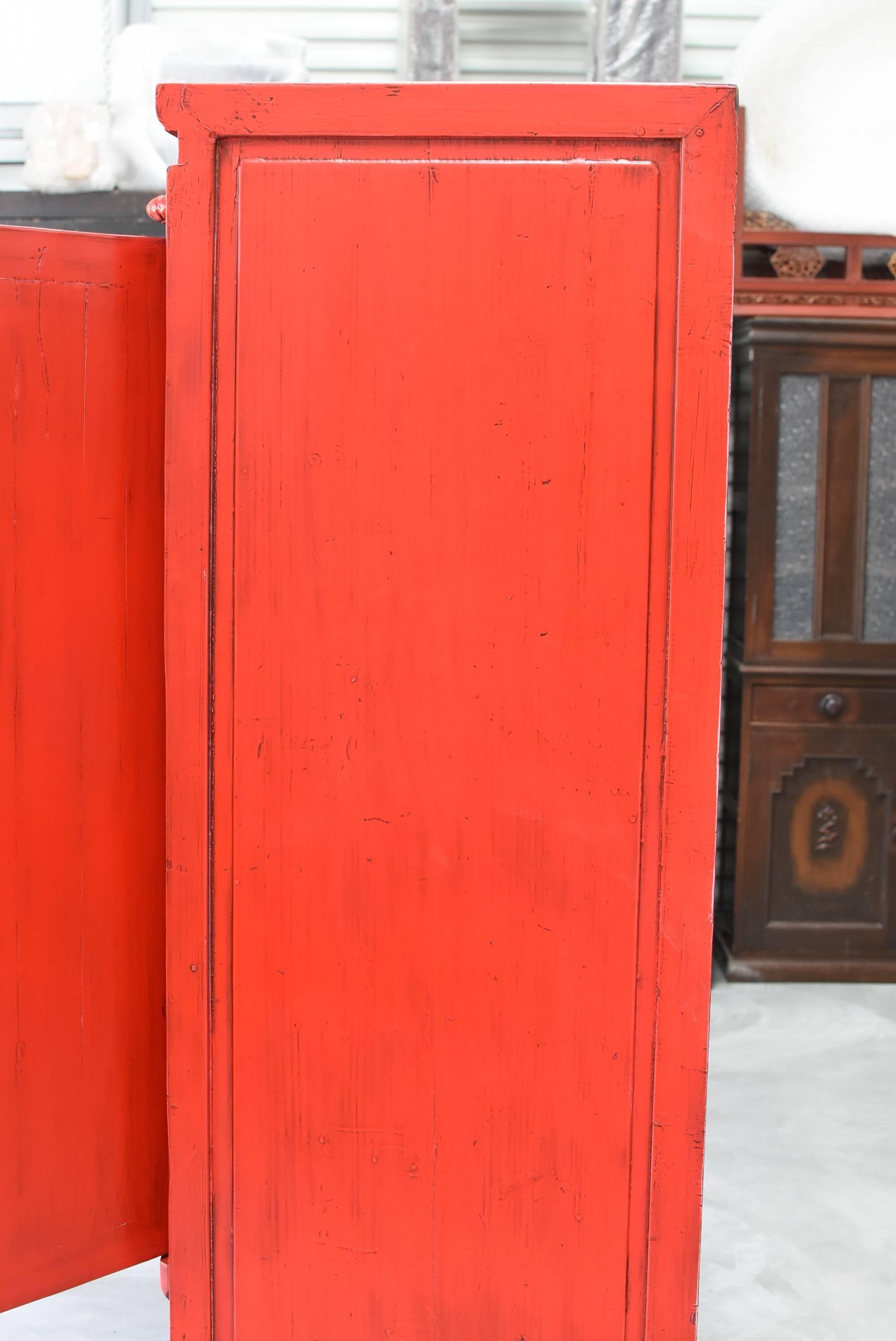 Chinese Red Wedding Cabinet In Good Condition In Somis, CA