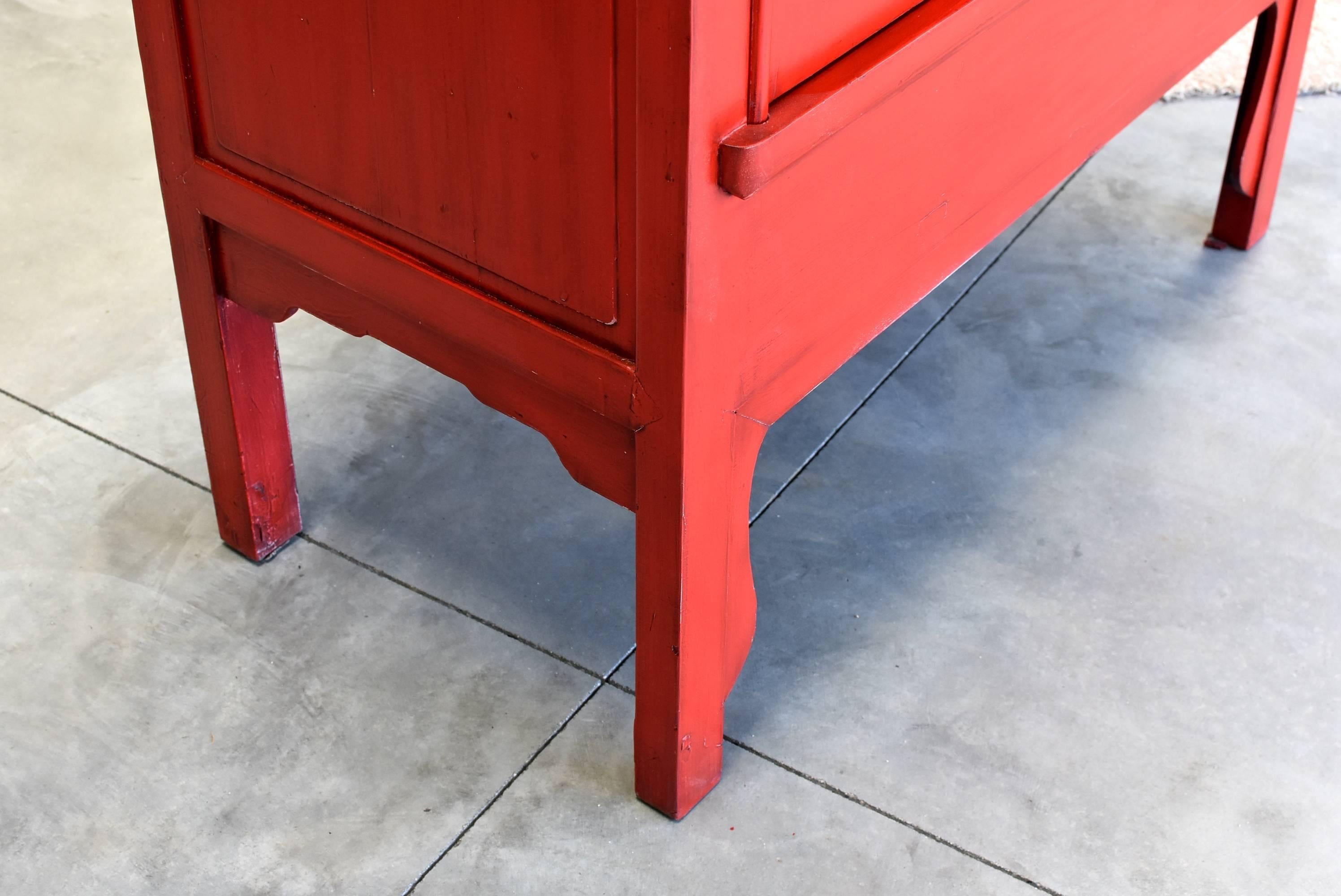 20th Century Chinese Red Wedding Cabinet
