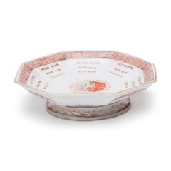 Chinese Red & White I Ching Bowl, c. 1870