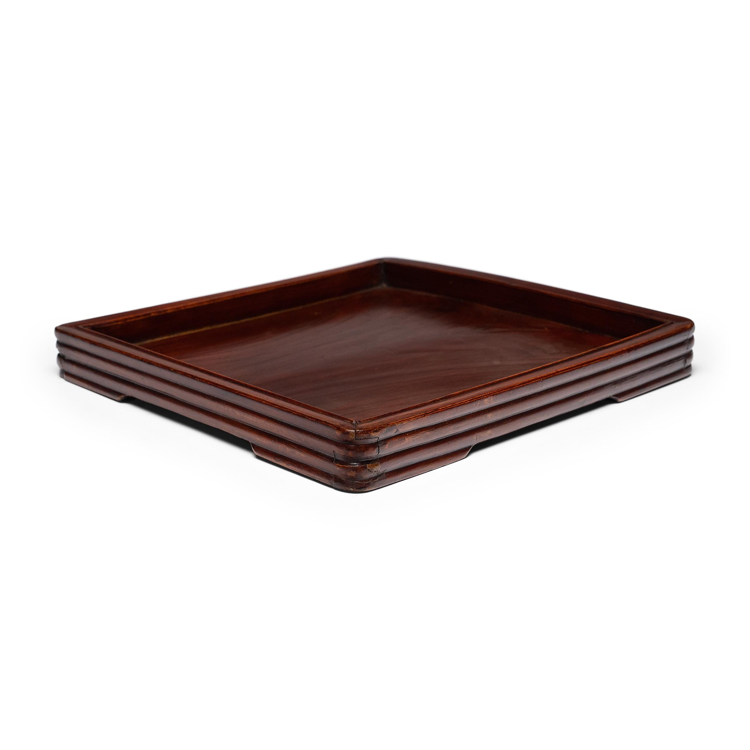 Qing Chinese Reeded Tea Tray, c. 1900 For Sale