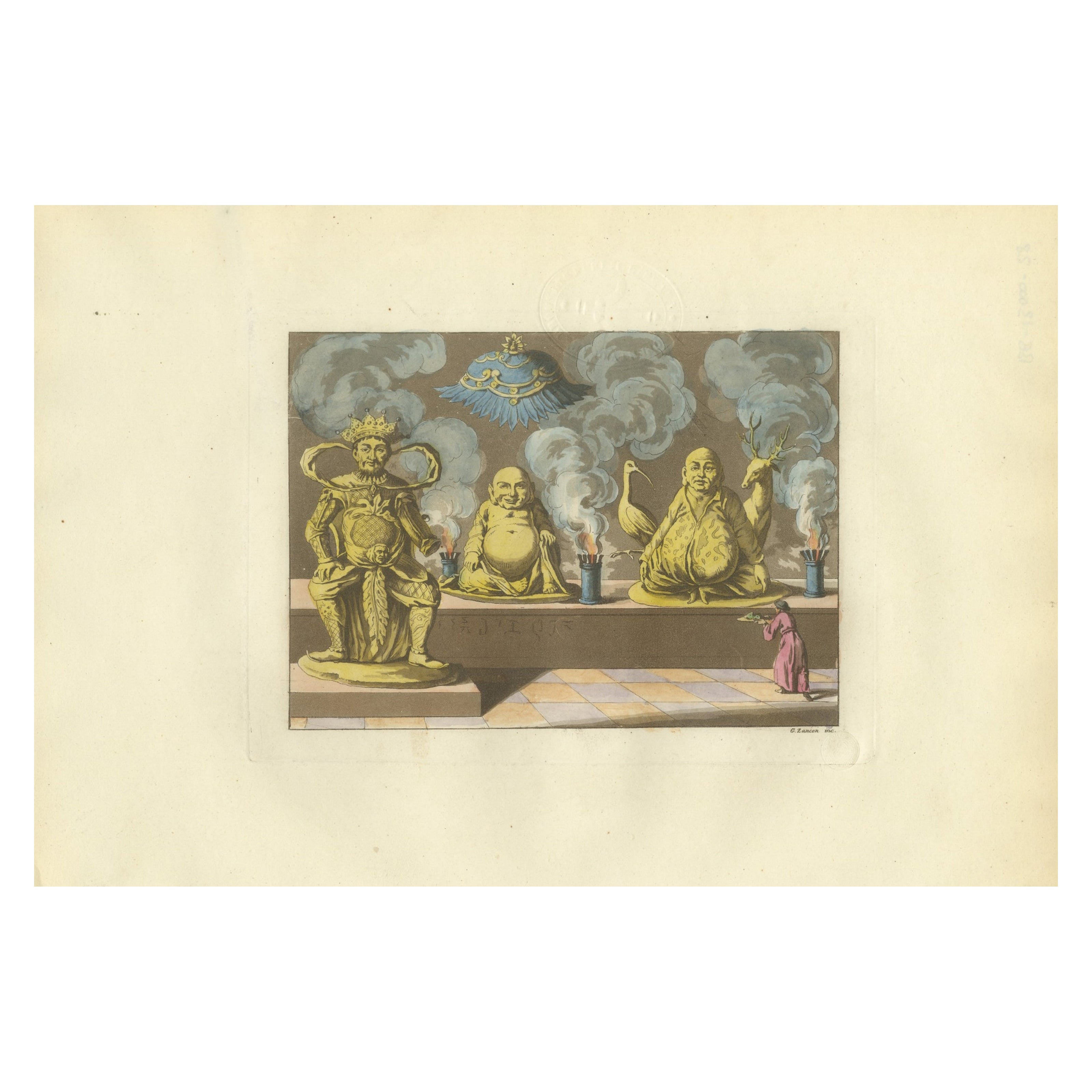 Chinese Religious Figures and Temple Statues – Ferrario Costume Series, 1815 For Sale