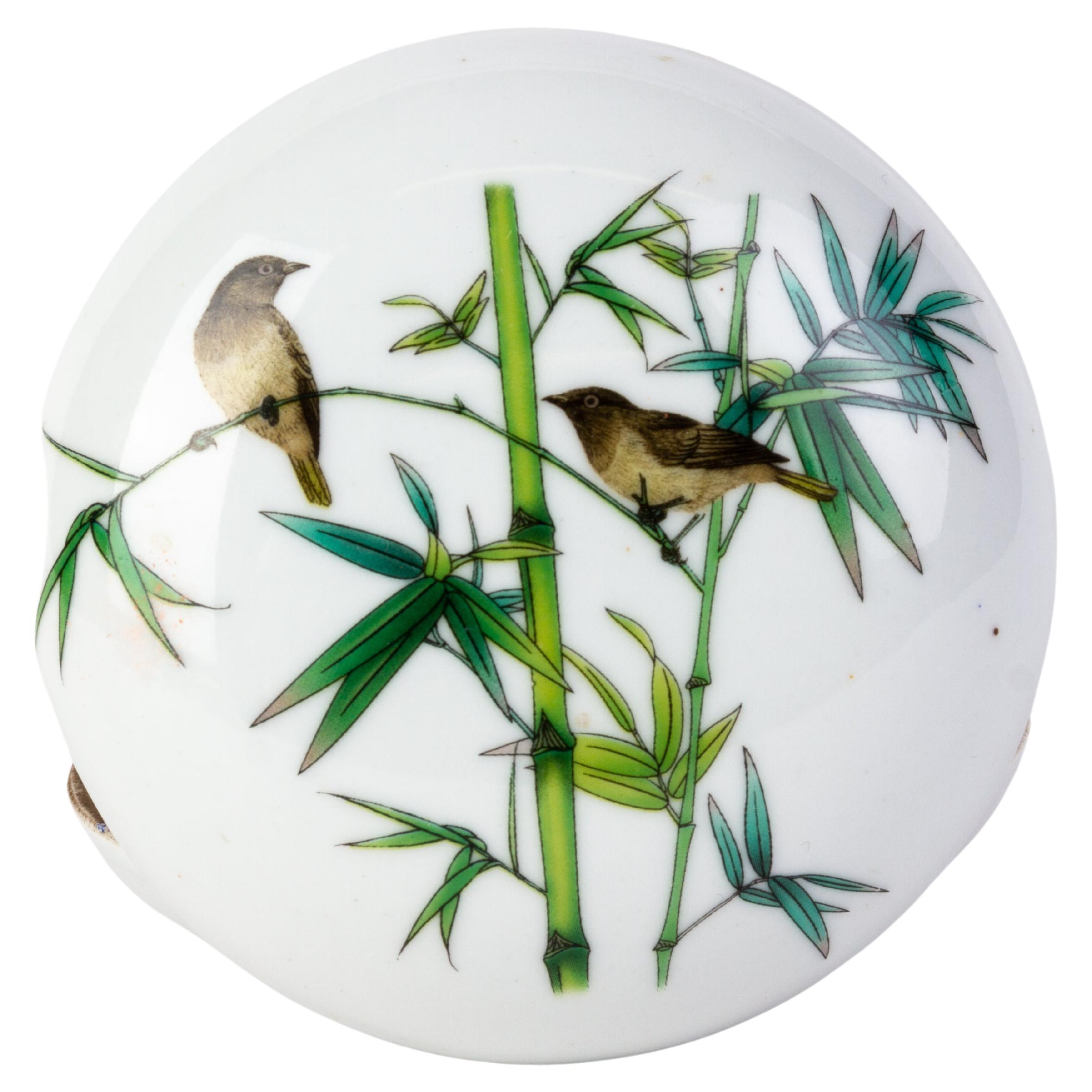 Signed Chinese Republic Period Porcelain Bamboo Box with Seal 20th