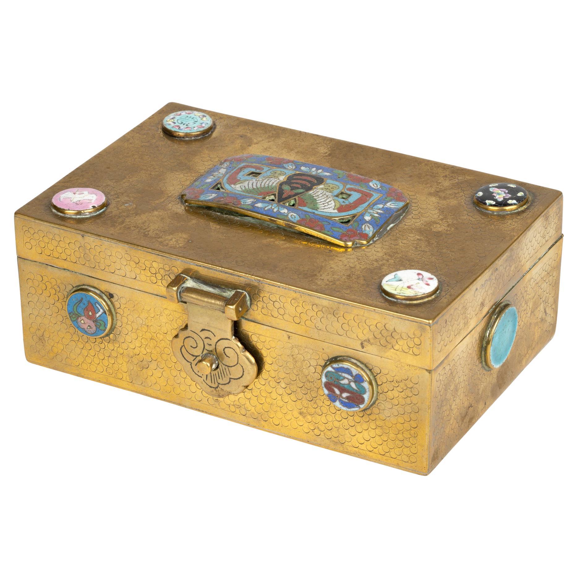 Chinesische Republik Periode Cloisonne montiert Messing Schatulle