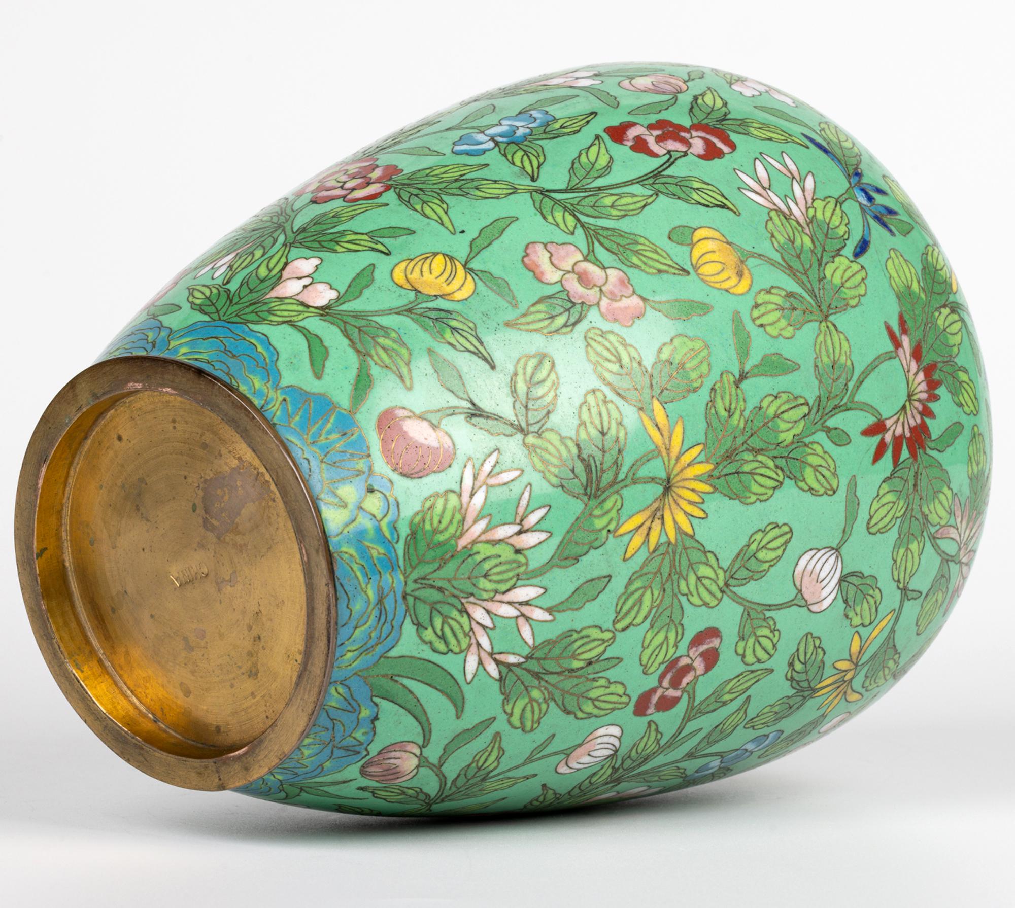 Chinese Republic Period Floral Cloisonne Lidded Jar & Stand 4