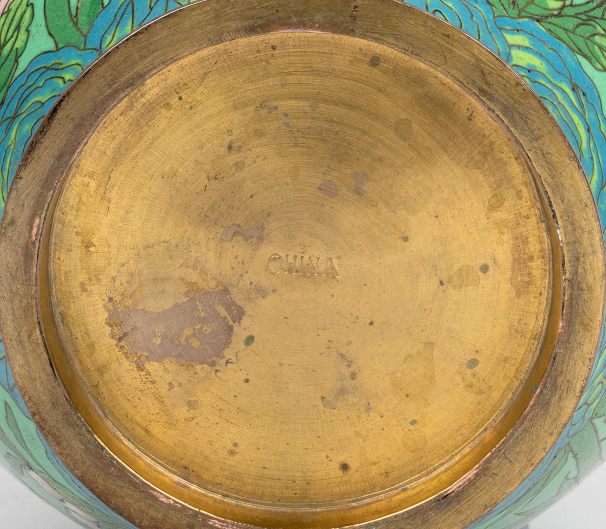 Chinese Republic Period Floral Cloisonne Lidded Jar & Stand 10