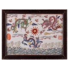 Chinese Republic Porcelain Three Dragon Plaque