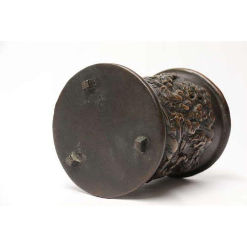 20th Century Chinese Republican Period Carved Bamboo and Hardwood Brush Pot, circa 1920 For Sale