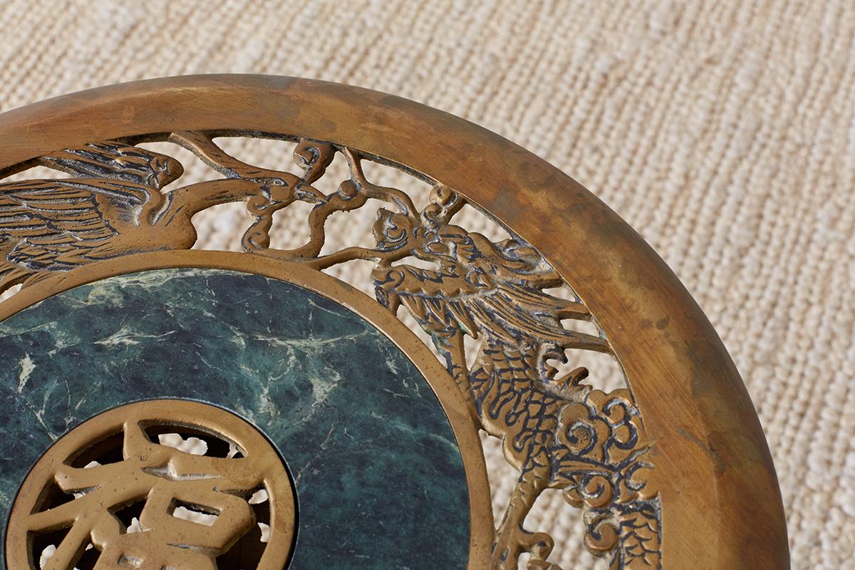 Chinese Reticulated Brass and Marble Drink Table 1