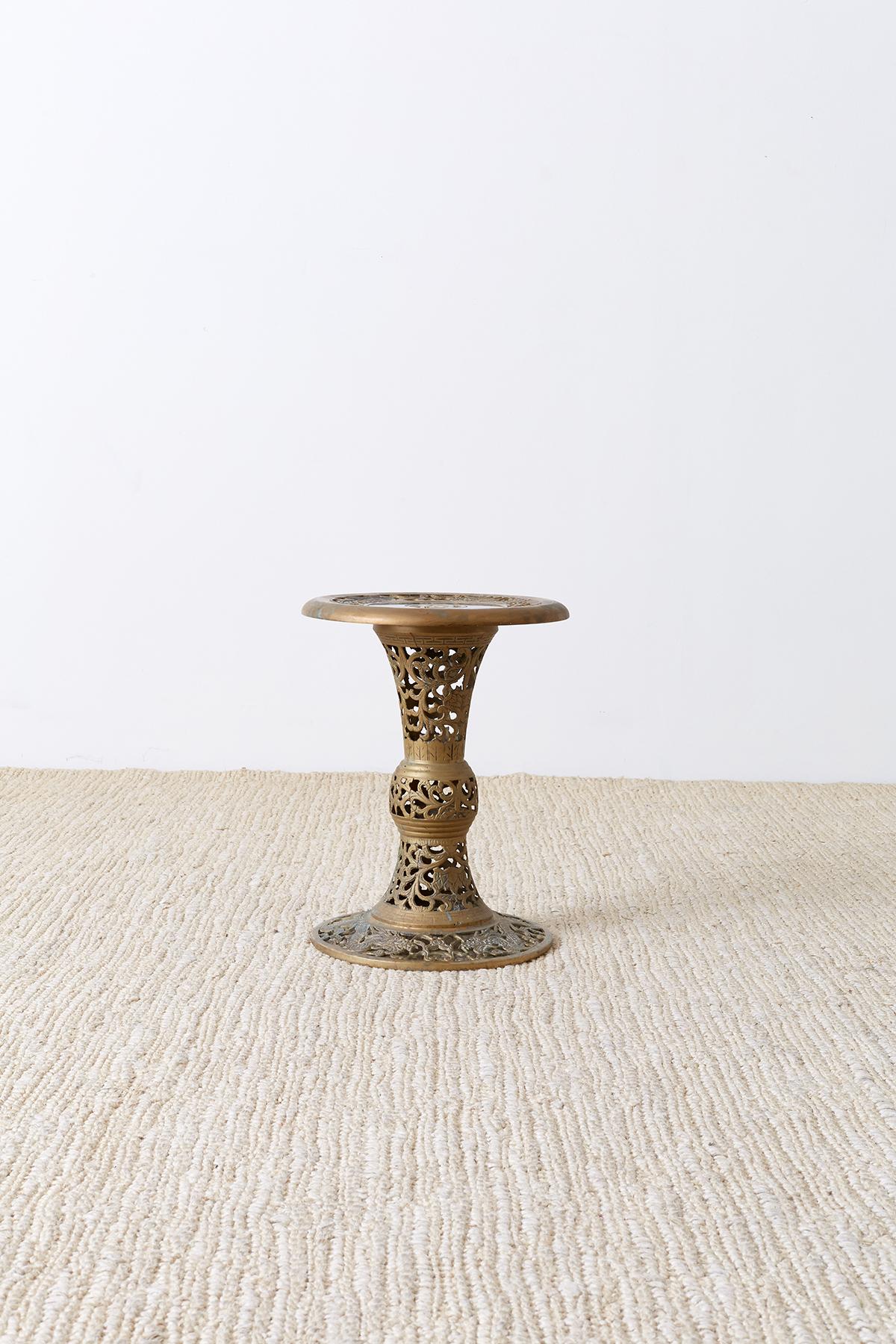Chinese Reticulated Brass and Marble Drink Table 2