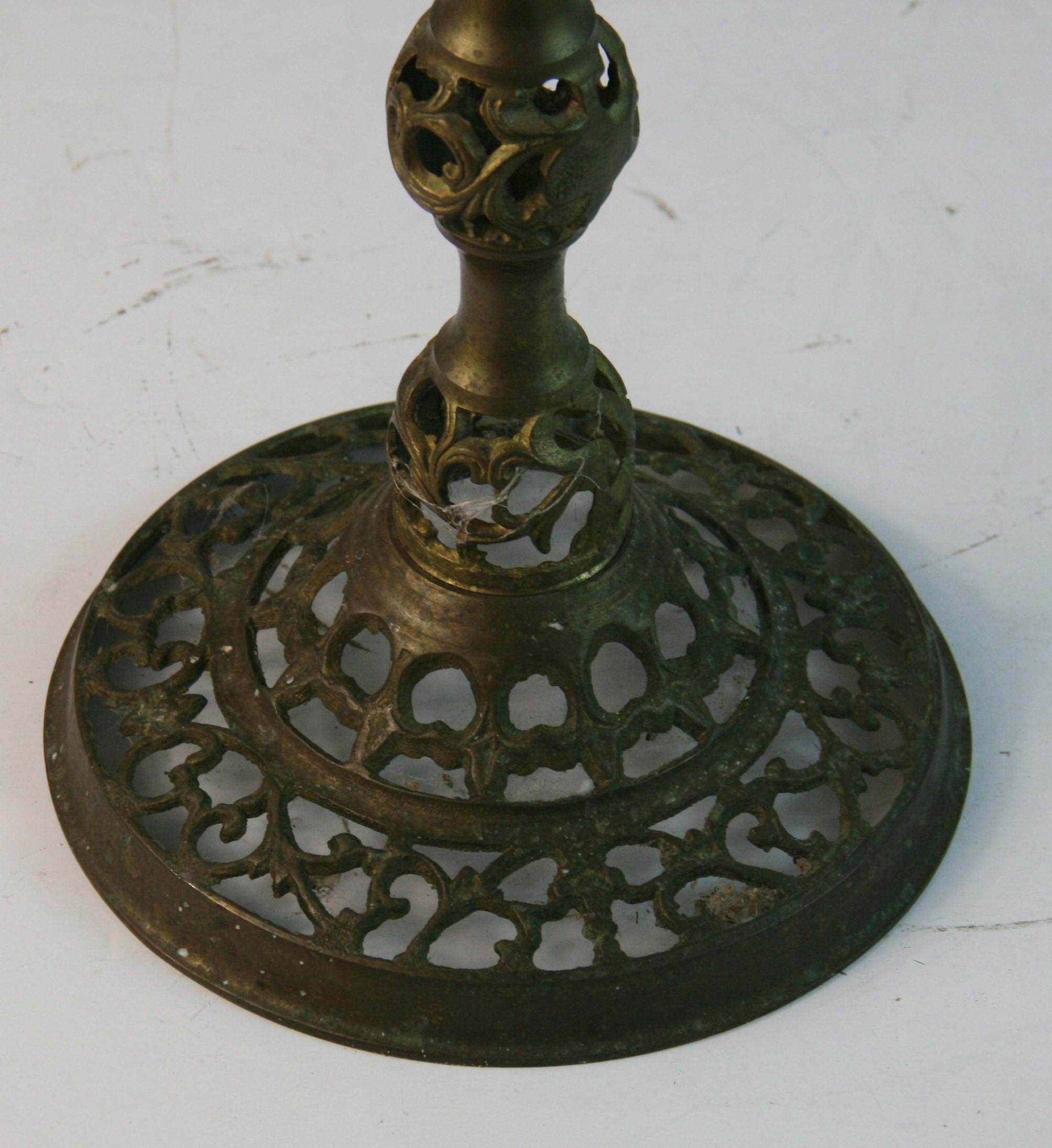 Chinese Reticulated Brass Marble-Top Drinks Table 1