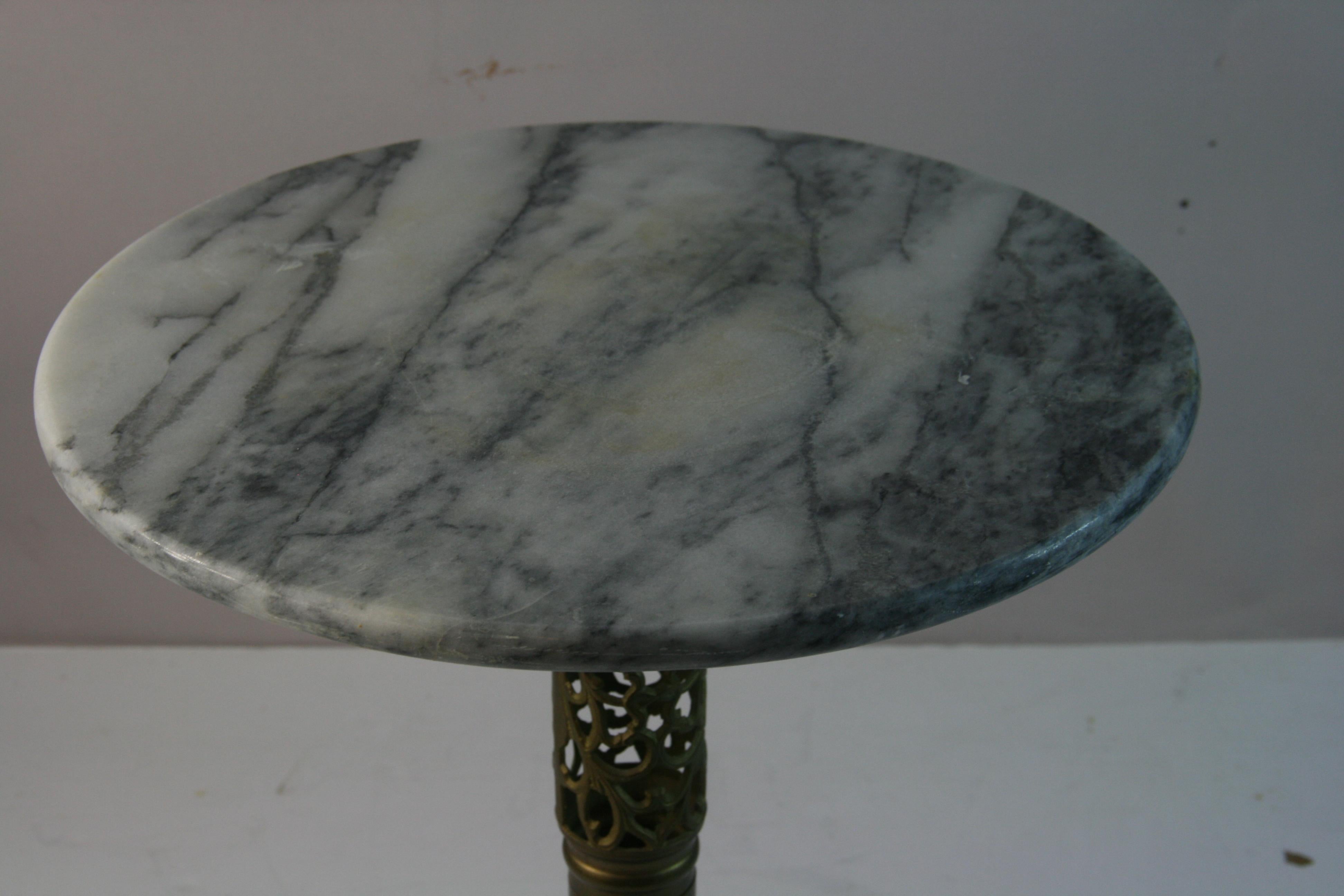Chinese Reticulated Brass Marble-Top Drinks Table 3