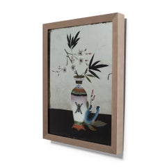 Chinese Reverse Glass Plum Blossom Still Life, C. 1900