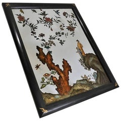 Vintage Chinese Reverse Painted Mirror, La Barge, circa 1980s, American