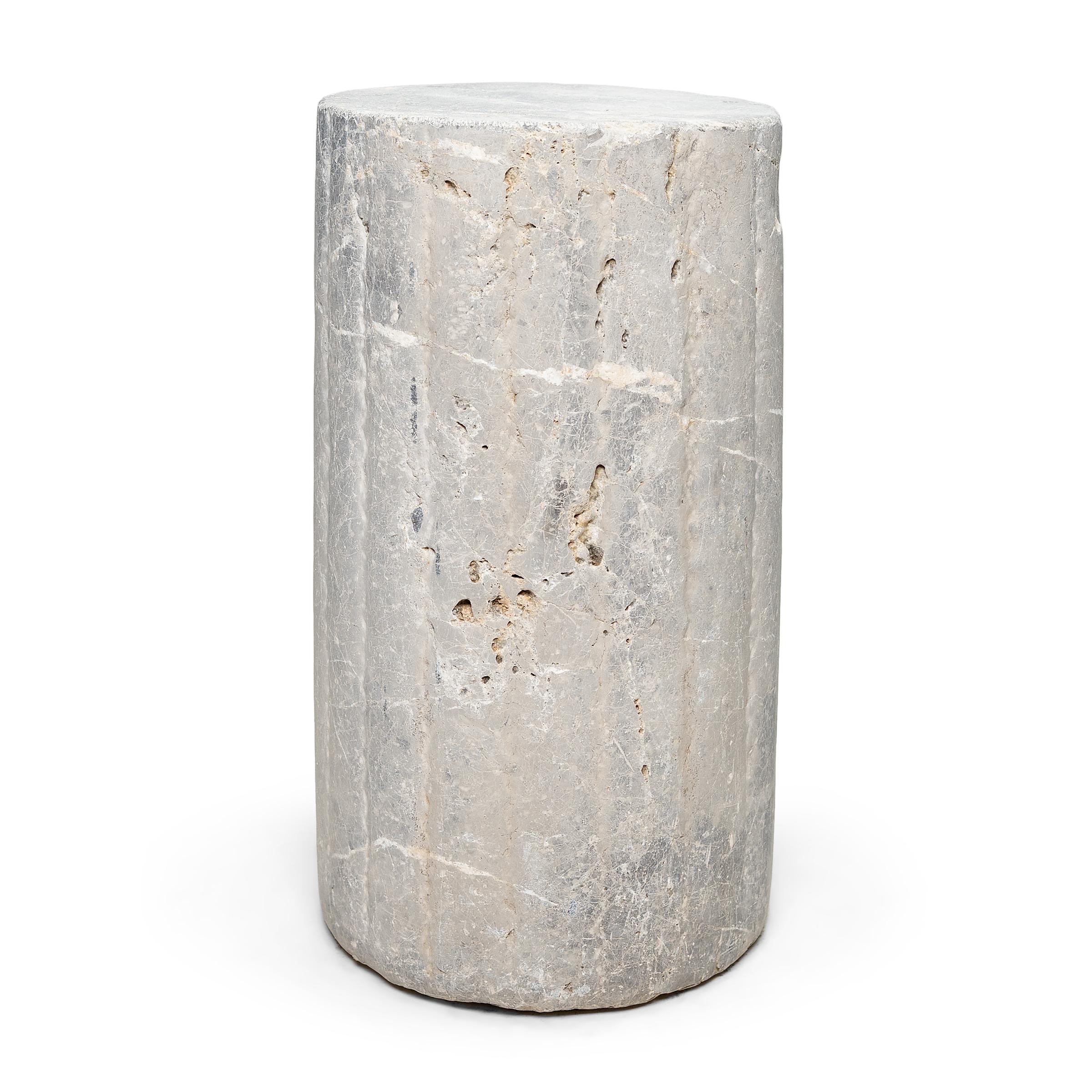 Primitive Chinese Ribbed Mill Stone, c. 1900 For Sale