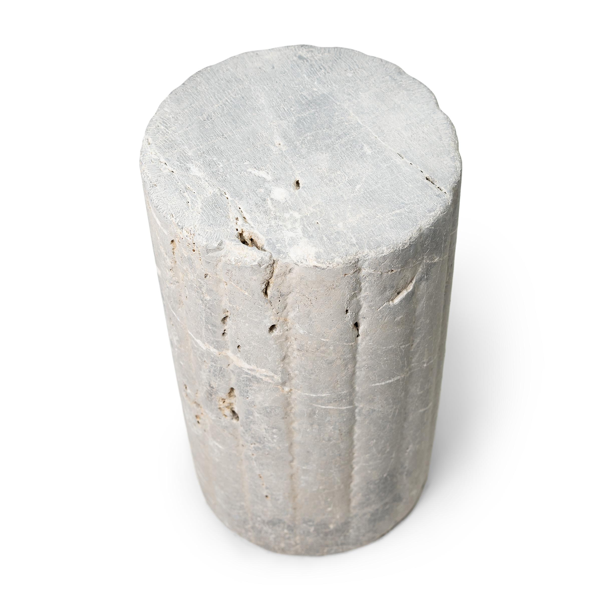 Hand-Carved Chinese Ribbed Mill Stone, c. 1900 For Sale