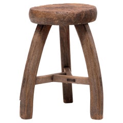 Antique Chinese Rift-Cut Saddle Stool, circa 1900