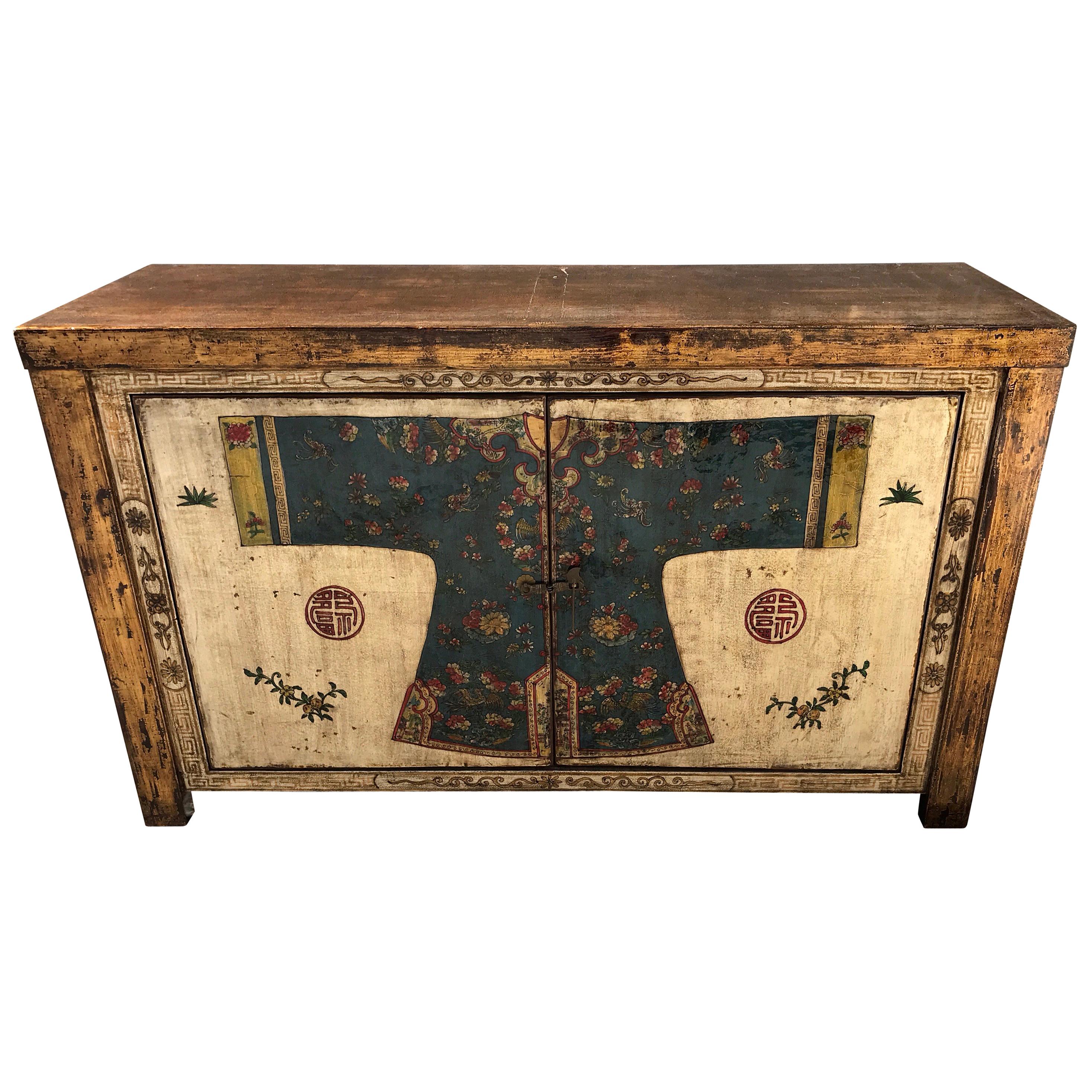 Chinese Robe Motif Lacquered Cabinet