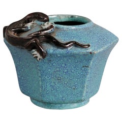 Aquarelle chinoise émaillée en porcelaine émaillée œuf de robin, 19e siècle