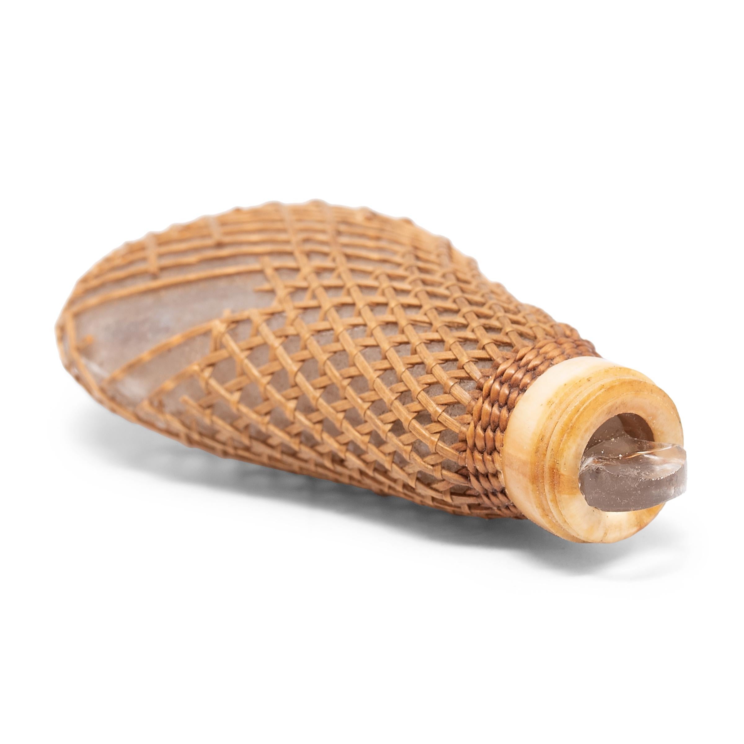 Qing Chinese Rock Crystal Snuff Bottle with Woven Exterior, c. 1900