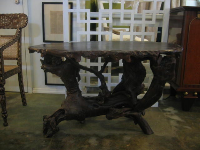 Beautifully lacquered root table.