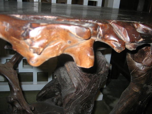 Mid-20th Century Chinese Root Carved Table For Sale