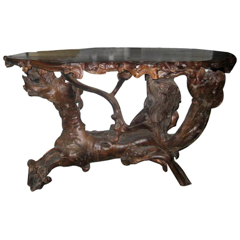 Chinese Root Carved Table For Sale