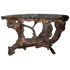 Vintage Chinese Root Carved Table