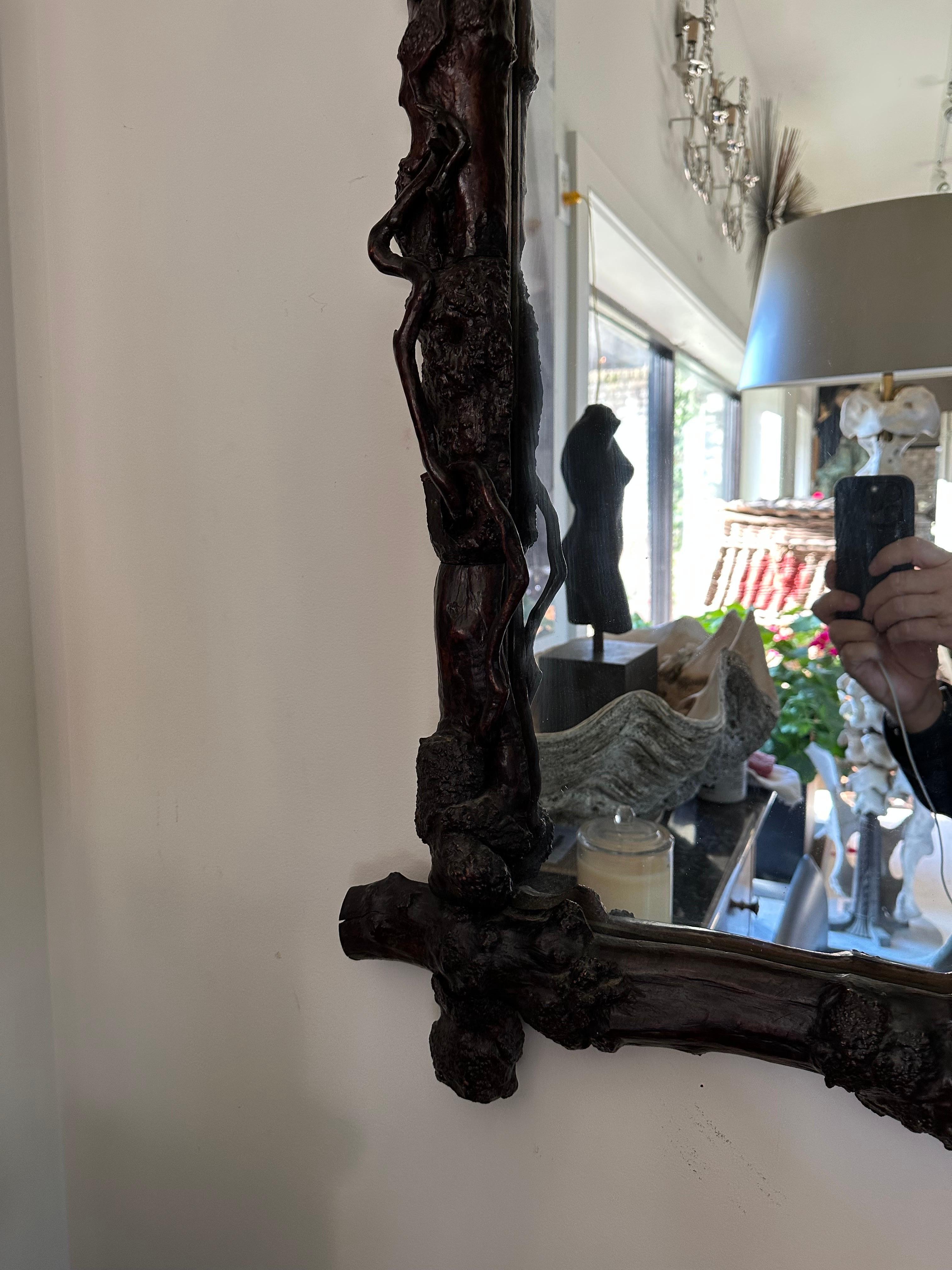 Chinese Root Wood Framed Mirror For Sale 3