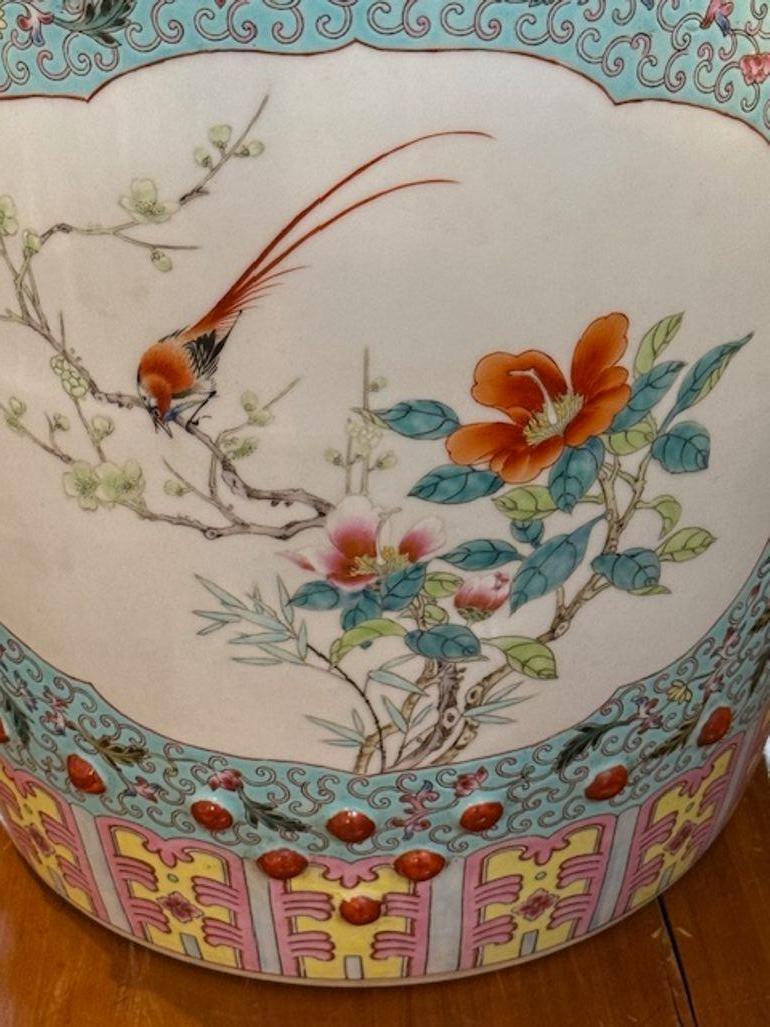 20th Century Chinese Rose Famille Garden Seat For Sale
