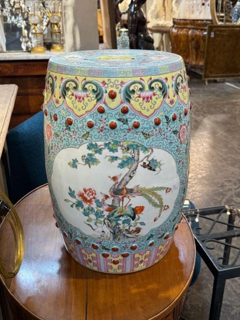Chinese Rose Famille Garden Seat For Sale 3