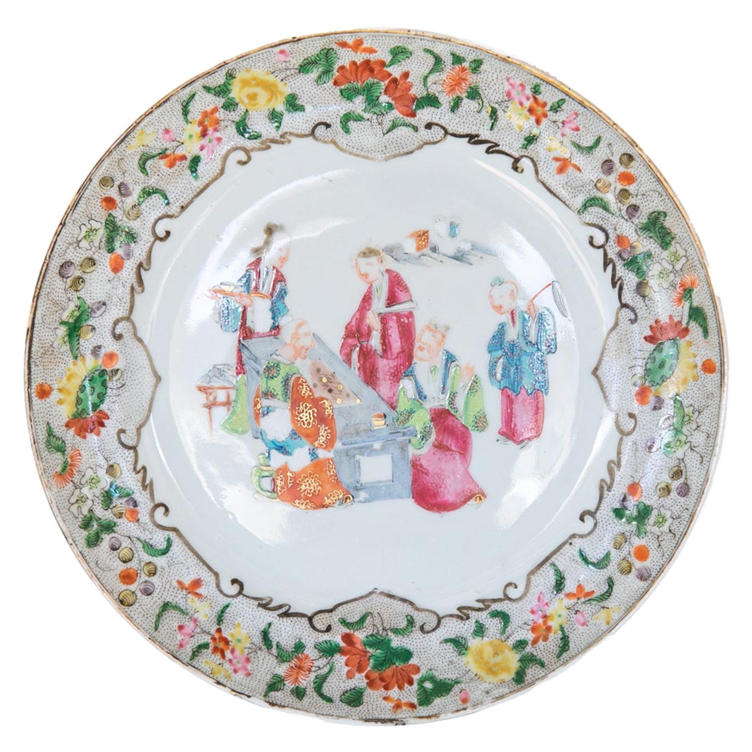 Chinese Rose Mandarin Plate For Sale